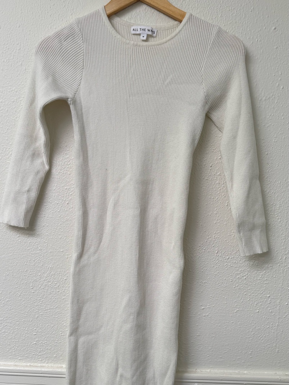 All The Ways Ribbed Knit Midi Dress in Off-White